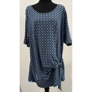 Lands’ End Short Sleeve Blue Tunic Side Tie Size 3X